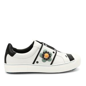 Fendi flower land white and black slip-on sneakers